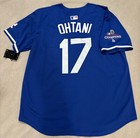 New Ohtani  17 World Series Los Angeles Dodgers Blue Custom Jersey  Ships Fast 