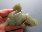 Large Vintage Chinese Celadon Green Jade Camel Carving With Russet Markings