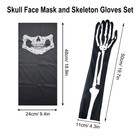 Halloween Skeleton Gloves Long And Skull Face Mask Half Ghost Bones For Black