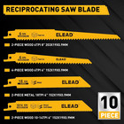 10-piece Bi-metal Reciprocating Saw Blade Set  Premium 6   8 Inch Wood   Metal C