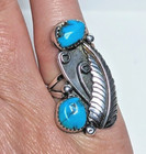 Vintage Navajo Sterling Turquoise Ring Signed Ba Sz 5 5 Granulation