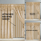 1 Set Window Curtain Satin Jacquard Style Luxury Rod Pocket Faux Silk Nada