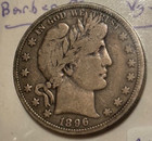1896-o Barber Half Dollar    Better Date    Strong Vg  fine