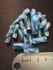 16  Striped Glass Beads  b786 - Blue Swirl Lamp Work - 20mm