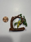 Miniature Plastic vinyl Green blue yellow Bird In A Tree - Vintage - Doll House