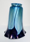 Vintage Iridescent Blue Art Glass Lamp Shade Pulled Feather Design - 2    Socket