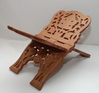 Vintage Hand Carved Wooden Folding Book Holder Bible Display Stand Nice