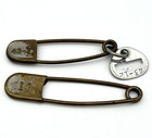 Lot Of 2 Vintage Brass Jumbo Laundry Safety Pins W tag