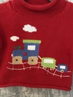 Claver Cable Knit Sweater Red Train Boy s Size 2t Chunky Coastal Graphic Thick