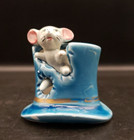 Super Cute Vintage Mouse In Blue Hat Toothpick Holder 2 5  Tall