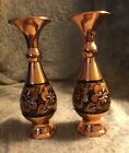 2 Handcrafted Persian Engraved Copper Vase Decorative Design