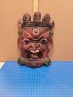 Nepal Hand Carved Wood Mask Vintage Style Wall Hanging Decor Tribal Art 13 
