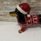 Blue Sky Ceramic Dachshund Dog Christmas Canister 10x13 In