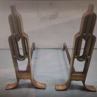 Brass And Iron Fireplace Andirons Set Geometric Design Indoor Living Room