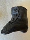 Victorian Era Antique Black Leather Baby Button-up Shoes Boots Tiny