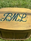 Vintage Wooden Purse Sewing Basket With Handle Cottagecore Hand Painted