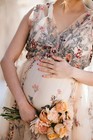 Evening Dress Maternity Floral Fabric Party Prom Dresses Elegant Floor Length