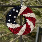 Patriotic Shaved Wood Wreath Red White Blue 4th Of July Front Door Decor 