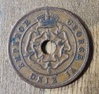 1942 Southern Rhodesia Uk King George Vi - One Penny - Flower   Hole - Vintage