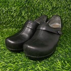 New Dansko Solstice Clogs Women s Size 10 Black Leather Slip On Nurse Work 2012