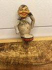 Vintage Hand Carved Wood Mechanical Bottle Stopper Cork Drummer