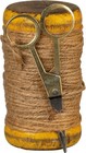 Primitive Vintage Wood Spool With Twine And Scissors  3 5 hx2 d