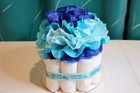 Blue  welcome Little Man  One Tier Diaper Cake With Tissue Flower