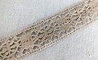 Crochet Lace Trim W loop Back Ribbon Insert 1 5 x25  Vtg Antique Ecru Fine Linen