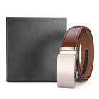 Men s Leather Belt Automatic Ratchet Click Buckle Adjustable Dress Casual