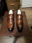 Brown Leather Monk Strap Dress Shoes Men s Buckle Square Toe Eu 41 Hk5009-3ab