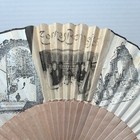 2 Vintage Oriental Folding Hand Fans - Landscape   Black And White Illustration
