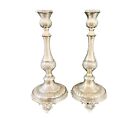Pair Vintage Hazorfim Sterling Silver Footed Shabbat Candlesticks Mid Century