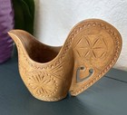 Yugoslavian Hand Carved Wood Folk Art Wedding Shepherd Cup Vintage