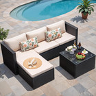 Patio Sofa Set Wicker Rattan Adjustable Outdoor Sectional Sofa With Table 3 Pces