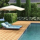 12  X 12 Acacia Wood Interlocking Deck Tiles 54 Pcs Waterproof Flooring Tiles