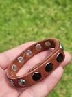 Rustic Stud Rivet Genuine Buffalo Bison Leather Bracelet Customize To Wrist