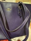 Coach City Zip Top Purple Genuine Leather Tote Shoulder Bag Purse F58846