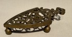 Vintage Brass Trivet Solid  sad  Iron Stand Ball Feet 3-1 2   x 7-1 2   antique