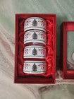 Spode 22k Christmas Napkin Rings Set Of 4 Holiday Decor White Green Gold Nib