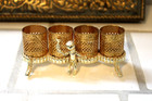 Gold 4 Lipstick Holder Vtg Hollywood Regency Mcm