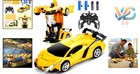 Transforming Robot Rc Car With Dual Batteries 1 18 Scale Yellow