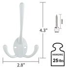 Ibosins 6 Pack Big Heavy Duty Three Prongs Coat Hooks Wall Mounted With 12 Sc   