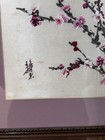 Vintage Asian Silk Painting Birds Plum Blossom Branch Framed Art 14 25       21 5   