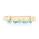 Yellow Gold Turquoise   Diamond Brooch - 18k Round  70ctw Oval Cluster Pin