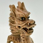 Chinese Boxwood Hand Carved Dragon Figure Statue Ornamental Decor 4 25 Inch