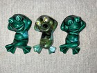 1970   s Vintage Mcm Ceramic Macrame Beads Craft Or Jewelry - Lazy Frog Lot Of 3