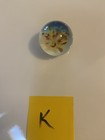 Handmade Art Glass Shooter Marble Sphere  Yellow Purple Swirl Flower Design