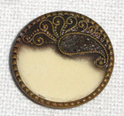 4 Antique Victorian Buttons   Celluloid   Brass   Ornate Paisley   1 25   