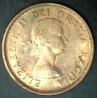 1959 Canada One Cent Coin 1c Uncirculated Canadian Penny Maple Leaf Elizabeth Ii