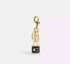 Coach Cef95 Gold Black Lock Bag Charm Key Ring Nwt New